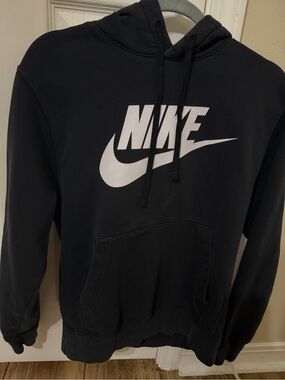Nike Black Hoodie with White Swoosh and Logo